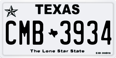 TX license plate CMB3934
