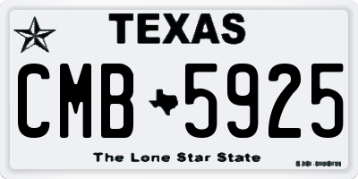 TX license plate CMB5925