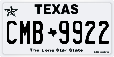 TX license plate CMB9922