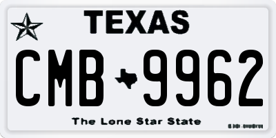 TX license plate CMB9962