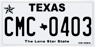 TX license plate CMC0403