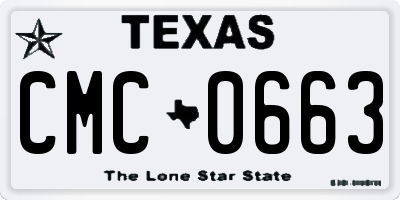 TX license plate CMC0663