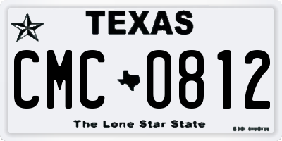 TX license plate CMC0812