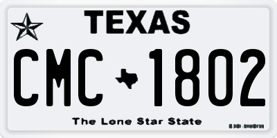TX license plate CMC1802