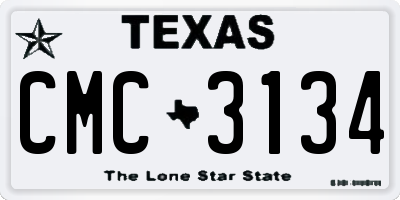 TX license plate CMC3134