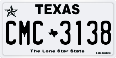 TX license plate CMC3138