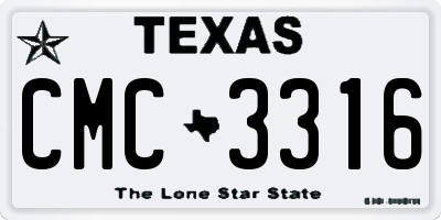 TX license plate CMC3316