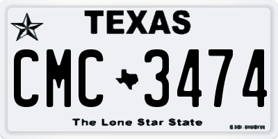 TX license plate CMC3474