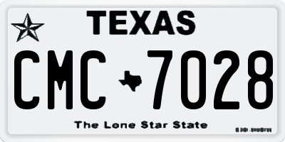 TX license plate CMC7028