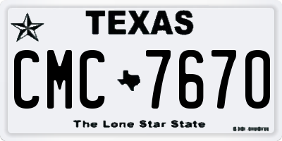TX license plate CMC7670