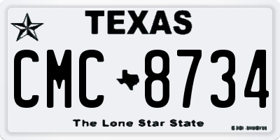 TX license plate CMC8734