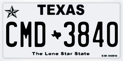 TX license plate CMD3840