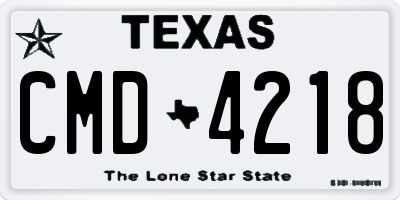 TX license plate CMD4218