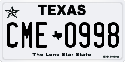 TX license plate CME0998