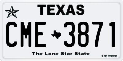 TX license plate CME3871