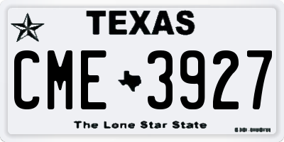 TX license plate CME3927