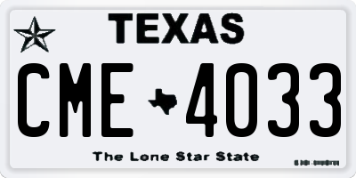 TX license plate CME4033