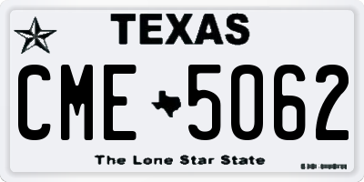 TX license plate CME5062