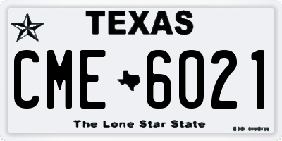 TX license plate CME6021