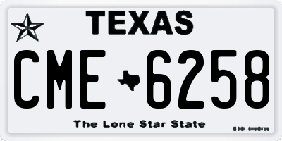 TX license plate CME6258