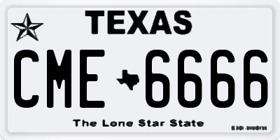 TX license plate CME6666
