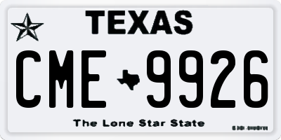 TX license plate CME9926
