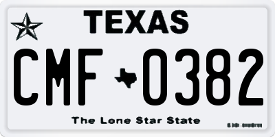 TX license plate CMF0382