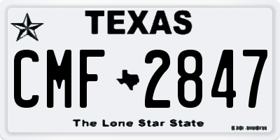 TX license plate CMF2847