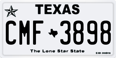 TX license plate CMF3898