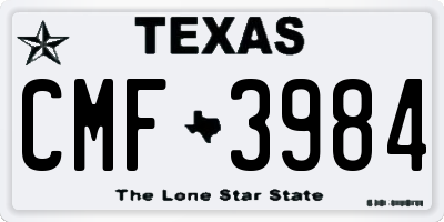 TX license plate CMF3984
