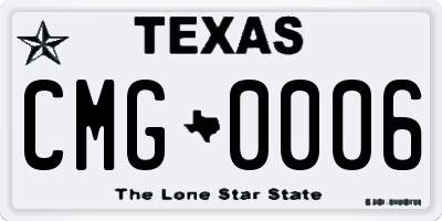 TX license plate CMG0006