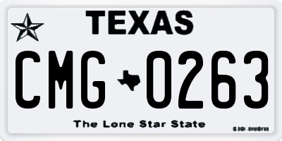 TX license plate CMG0263