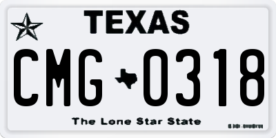 TX license plate CMG0318