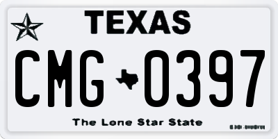 TX license plate CMG0397