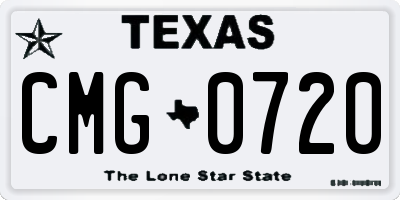TX license plate CMG0720