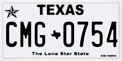 TX license plate CMG0754
