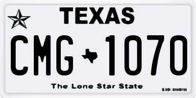 TX license plate CMG1070