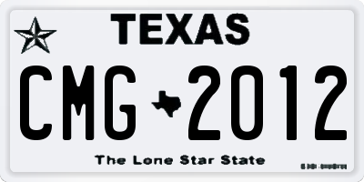 TX license plate CMG2012