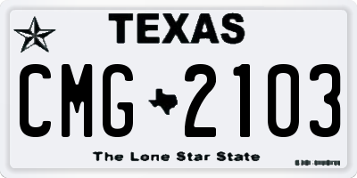 TX license plate CMG2103