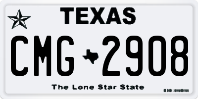 TX license plate CMG2908