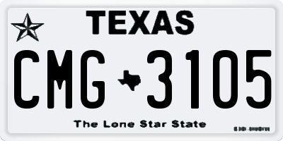 TX license plate CMG3105