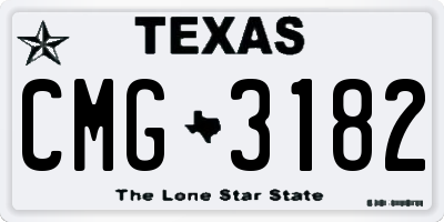 TX license plate CMG3182