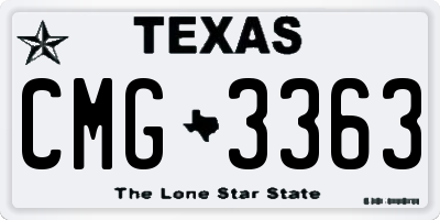 TX license plate CMG3363