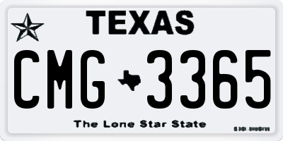 TX license plate CMG3365