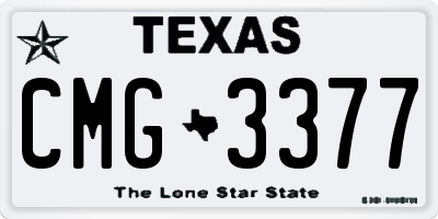 TX license plate CMG3377