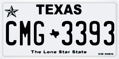 TX license plate CMG3393