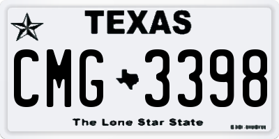 TX license plate CMG3398
