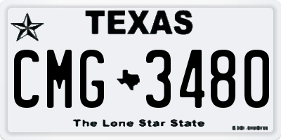 TX license plate CMG3480