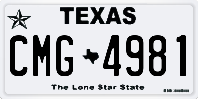 TX license plate CMG4981