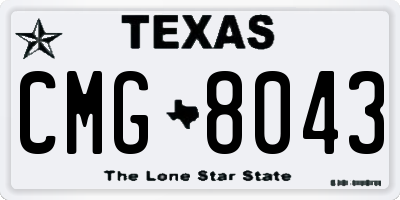 TX license plate CMG8043